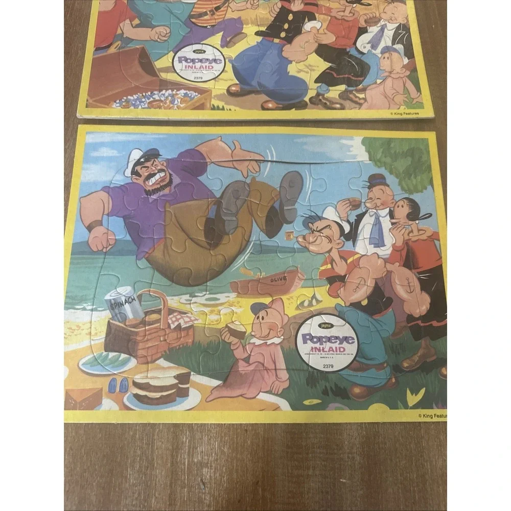 VINTAGE‎ Jaymar Frame Tray Puzzles Popeye Olive Cartoons Inlaid Set Of 2